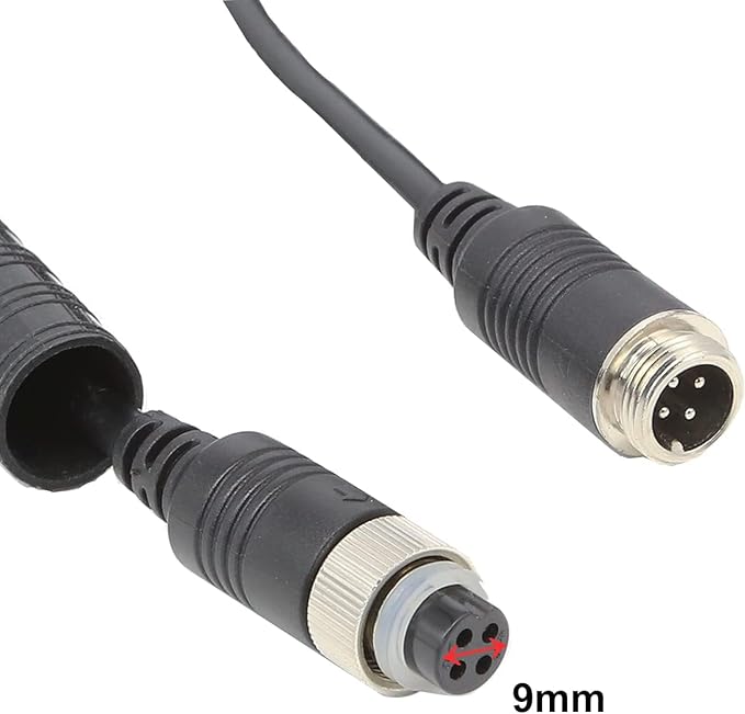 4 Pin Camera Cable with Corrugation Tube Cover, Aviation Extension, 4 Pin Video Cable for Backup Camera Rear View System RV Truck Trailer Bus Car Waterproof (33ft/10m)