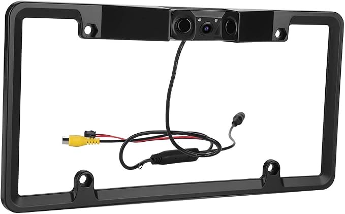 Car License Plate Frame Backup Camera Parking Sensor, 170° View Angle Universal IP67 Car License Plate Frame Camera, Vehicle Universal Reversing Assist Security