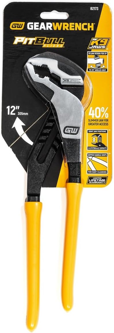 GEARWRENCH 12 Inch V-Jaw Dipped Handle Tongue and Groove Plier - 82173