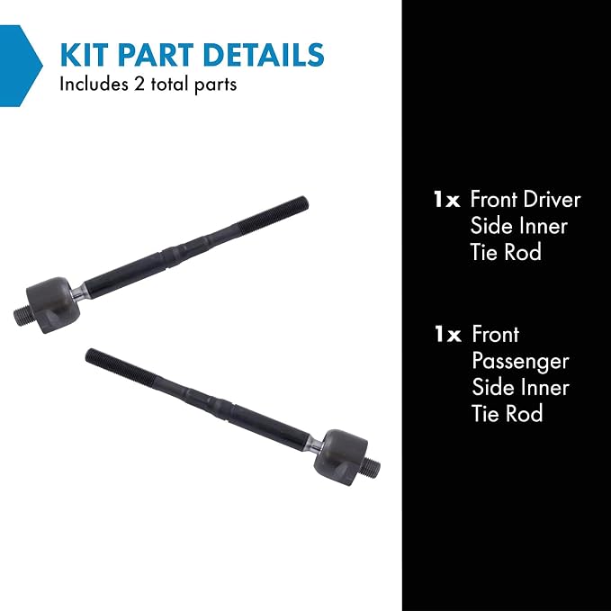 TRQ Front Inner Tie Rod Set 2 Piece Compatible with 2015-2018 Chevrolet City Express 2013-2022 Nissan LEAF 13-19 NV200 13-19 Sentra