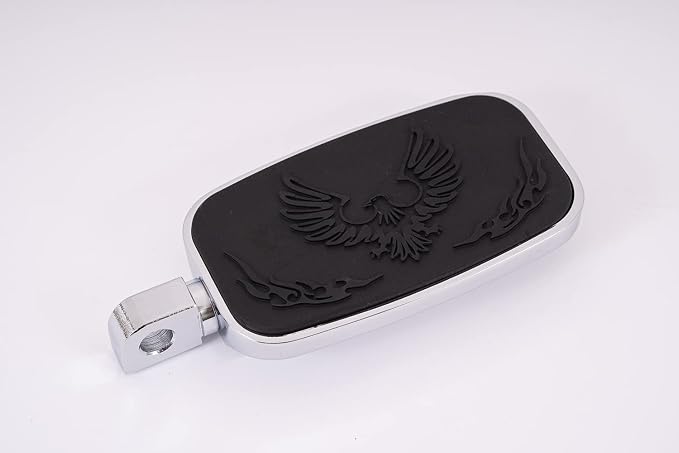 Kinglemc Front Rider Rear Passenger Position Floorboards Footboard Footpeg for Harley Dyna Touring Softail Sportster 883 1200 (Eagle 7.2 * 2.5", Silver)