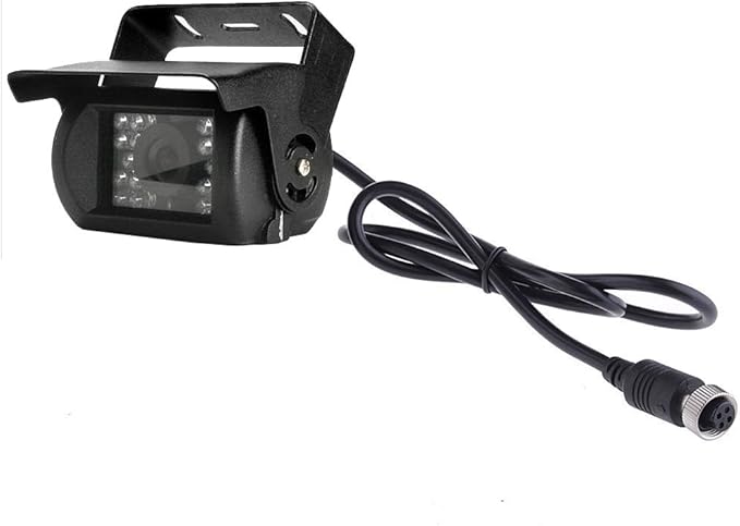 4 Pin Vehicle Backup Camera 12V/24V,18 LED IR Night Vision CCD Car Rear View Parking Reverse Camera + 4Pin Connector 20m/65ft Extension Cable for Bus Truck Camper Lorry Heavy Duty