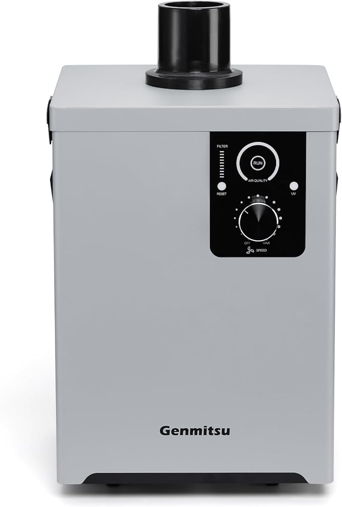 Genmitsu MD13 Smoke Purifier for Genmitsu L8, Fume Extractor with Four Layer Filtration 99.97% Purification Rate, LED Interface Function, Portable Wheels Smoke Absorber for Soldering Stations