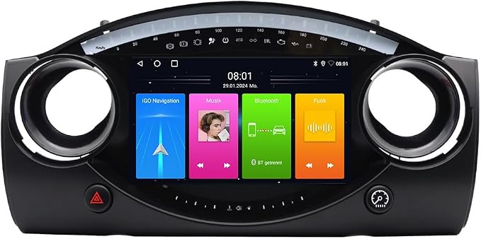 9''AHD Multimedia Car GPS Sat Nav Navigation Navigator Canbus Radio Stereo Player CarPlay Android Compatible with BMW Mini Cooper R50 R52 R53 R56 R57 R58 R59 F55 F56 F57/R55/Countryman R60/Paceman R61