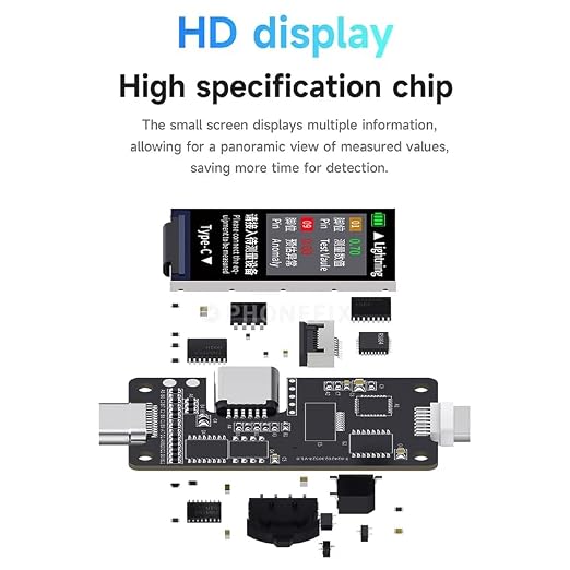 Type-C Lightning Interface Tail Insertion Detector Mechanic T-824, High Precision Digital Display Tester for Tail Plug Detection iPhone Mobile Phone Tablet Apple iPad Mac Android Phone