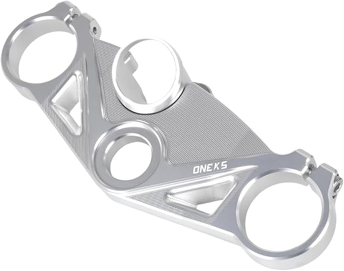 ONE.K.S Motorcycle Triple Tree Forks Top Clamp Front End Upper Top Steering Clamp Fit for Kw-asaki ZX6R 2019-2026 European Version Triple Tree Uplink CNC Aluminum (Silver)
