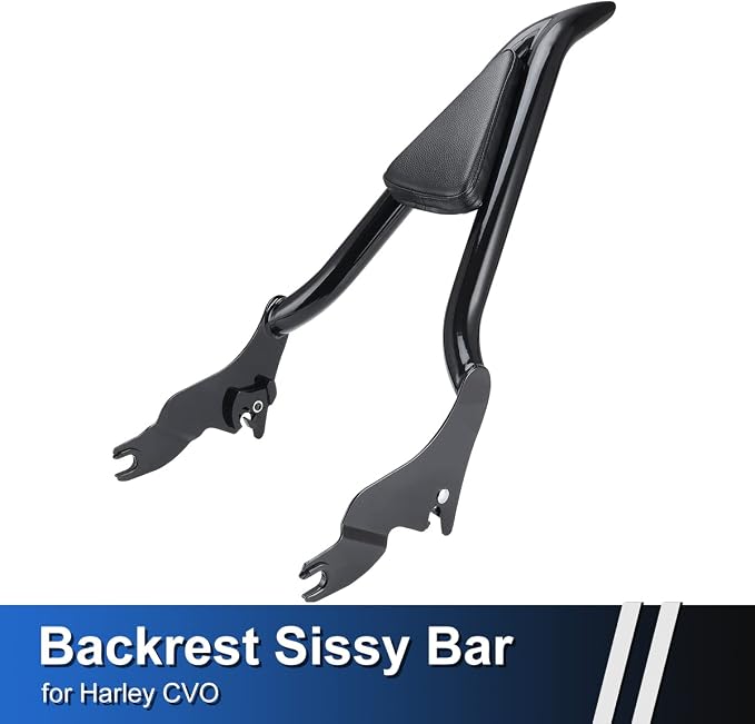 22 inch Detachable Passenger Sissy Bar Fit for Harley Touring Models 2009-2024 CVO Road Glide Street Glide Road King, One-Piece Rear Backrest with Back Cushion Black