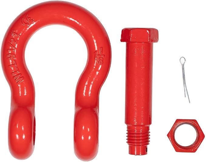 Mytee Products 1-1/8" Anchor Shackle Forged Carbon Steel w/Safety Screw Pin Load Limit 19,000 lbs, Double Rust Protection Heavy Duty D Ring Bolt Type Shackle for Towing, Rigging & Vehicle Recovery