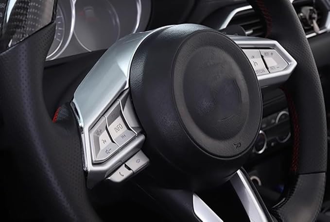 Car Accessories Fit for Mazda CX-5 CX5 2017-2023 for CX9 2016-2023 ABS Interior Steering Wheel Trim (Matte Silver) 1PC Set