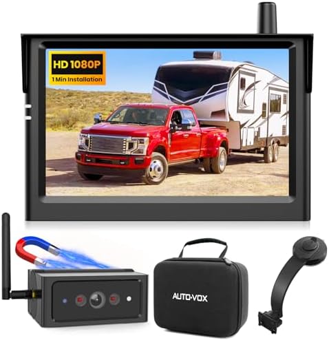 AUTO-VOX S4B Wireless Backup Camera Bundle: Includes X8 Monitor Mount, Split-Screen Display, Quick Install, IP69K Waterproof, Perfect for Truck, Trailer, RV