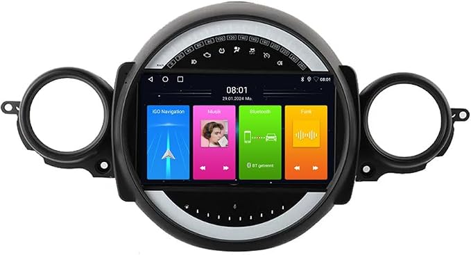 9''AHD Multimedia Car GPS Sat Nav Navigation Navigator Canbus Radio Stereo Player CarPlay Android Compatible with BMW Mini Cooper R50 R52 R53 R56 R57 R58 R59 F55 F56 F57/R55/Countryman R60/Paceman R61