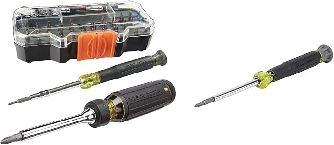 Klein Tools Precision Driver Kit with Multi-Bit Screwdriver (32305) and All-in-One Repair Tool Kit with 39 Bits for Apple Products (32717), 2-Piece