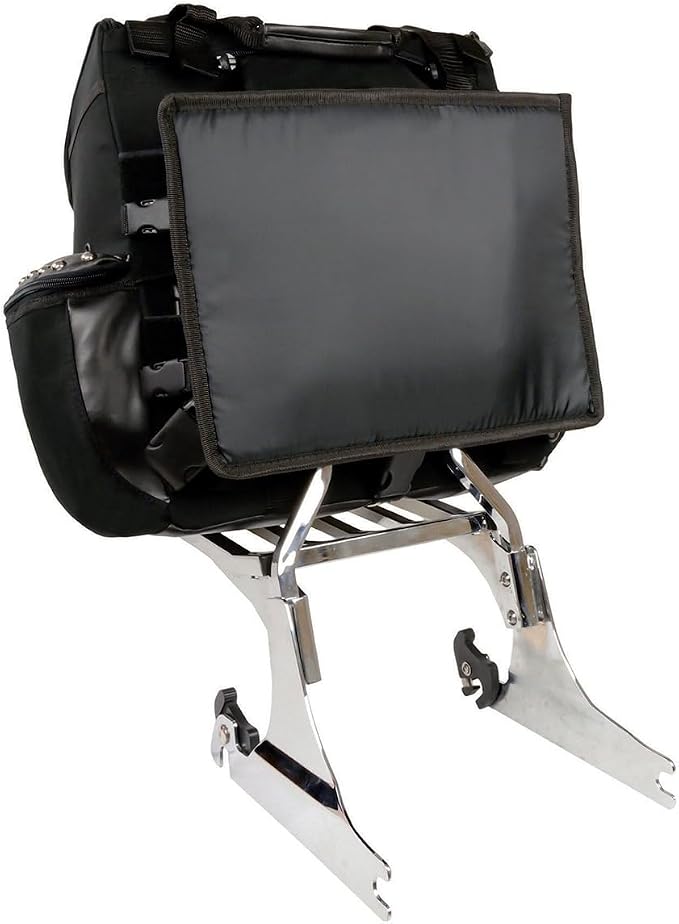 Milwaukee Leather SH602S Medium Black Textile Two Piece Studded Touring Sissy Bar Motorcycle Bag - Medium