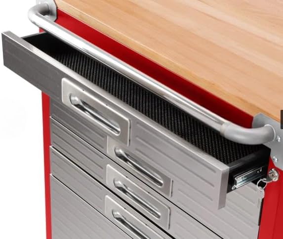 Heavy Duty Rolling Storage Cabinet with Wheels and Drawers, Workstation for Garage, Office, Workshop, 6 Drawer (28" W x 25" D x 34.5" H), Red