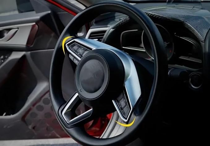 Car Accessories Fit for Mazda CX-5 CX5 2017-2023 for CX9 2016-2023 ABS Interior Steering Wheel Trim (Matte Silver) 1PC Set