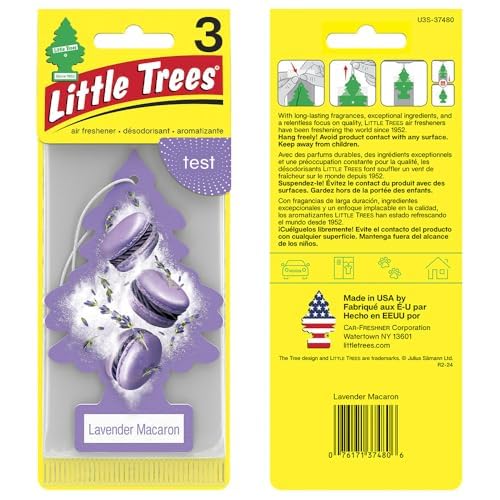 LITTLE TREES Car Air Freshener | Hanging Tree Provides Long Lasting Scent for Auto and Home | 24 Air Fresheners |Lavender Macaron