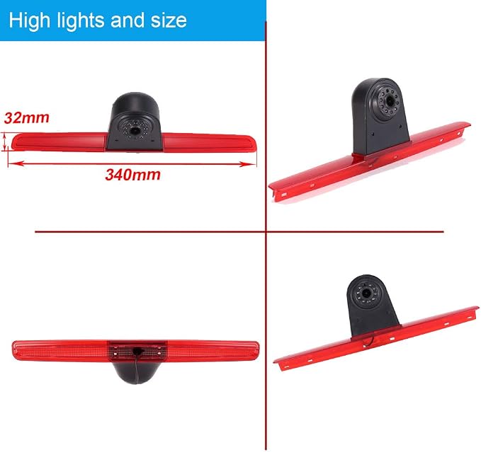 1280 * 720 Pixel Super HD Car Roof Brake Light Backup Camera Transporter Waterproof Night Vision Reversing Camera Replacement for VW T5 Bus Transporter Multivan Caravelle Bussiness 2003-2015 Bj
