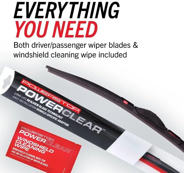 PowerClear by PowerStop Front 19" + 18" (Set of 2) Hook Windshield Wiper Blade Set For Fiat 124 Spider 2017, Ford Escape 2001-2003, MX-5 Miata 2016-2024, Mini Cooper 2002-2024 PCK-1918-1
