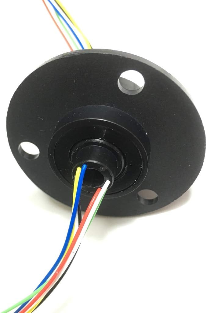 Taidacent Hollow Slip Signal Power Continued 2/4/6/12 Road Collector Ring Conductive Electric Motor Slip Ring Rotating Connector (5mm Inner 22mm Outer 6 Wire 2A)