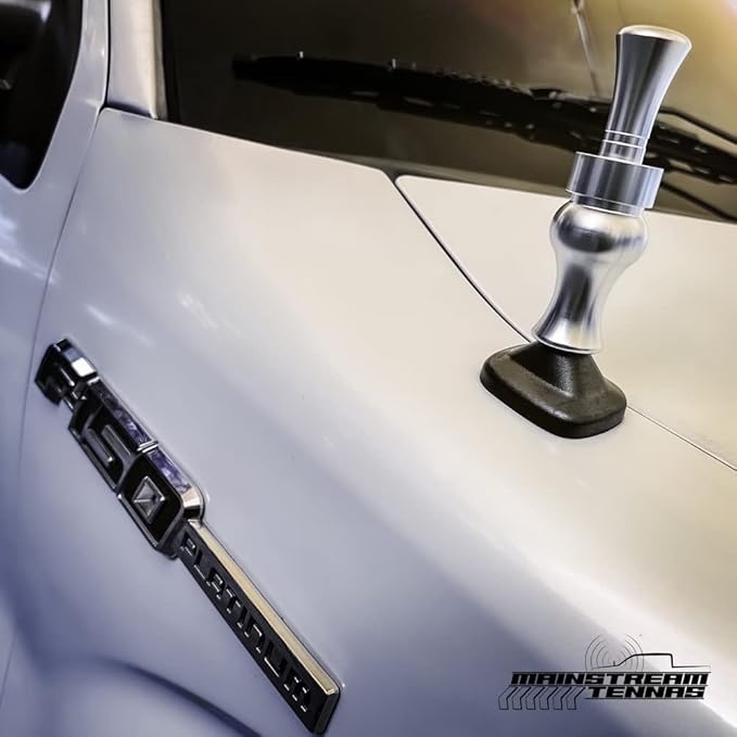 Duck Call Truck Antenna, Short 5.5 Inch Heavy Duty Anodized Aluminum Radio Antenna, Universal Kit Fits Most Trucks Including F150, F250, Clear Signal, Unique Truck Accessories and Gifts (Silver)