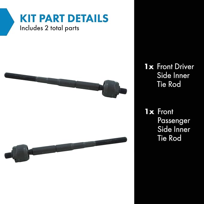 TRQ Front Inner Tie Rod Set 2 Piece Compatible with 2010-2016 Ford Flex 10-17 Taurus 10-16 Lincoln MKS 10-16 MKT