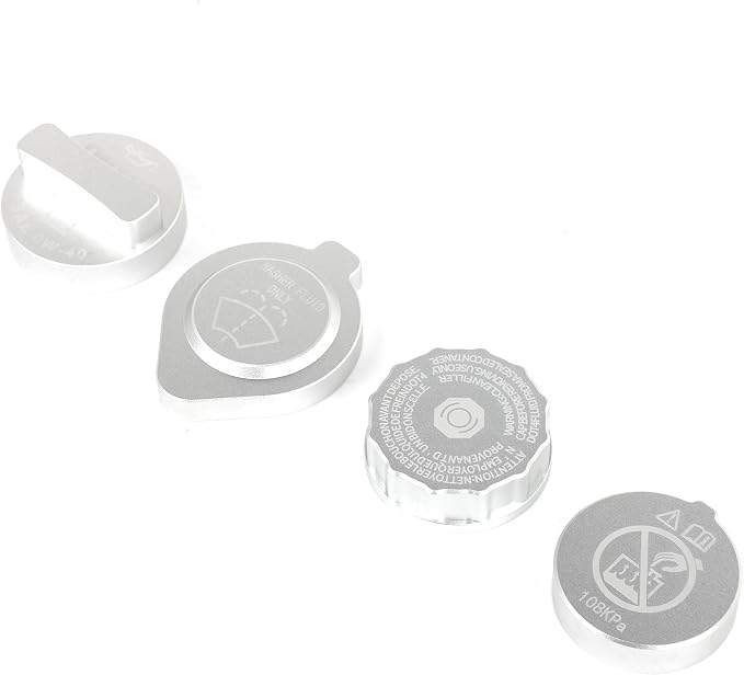 Daeiclru Engine Oil Cap Radiator Water Tank Cap Trim Compatible with Toyota Tacoma 2024 2025, Aluminium Windshield Wiper Switch Cover Trim Kit, Engine Cap Cover Set Accessories (Silver)