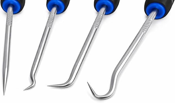 Tech Team #789-9-Piece Hook & Pick Set – Radiator Coolant Hose Removal, Seal & Gasket Pick Tools with Comfort Grips – Includes 4 Mini Picks & 5 Full-Size Hook Tools for Automotive & Repair Work