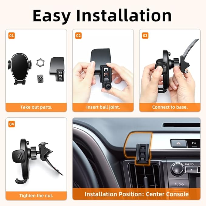 Phone Holder for Rav4 (2013-2018), 360° Adjustable Dashboard Phone Mount, Hands Free Mobile Holder for Toyota Rav4, Car Mount for iPhone, Samsung & Android, Uber Accessories, Car Gifts for Men