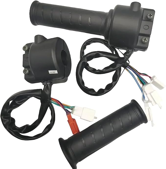 Fardriver Hall Type Twist Throttle Set,Three Speed/Reverse/Parking/Horn/Light Functions for Electric Motorcycle,Compatible with Fardriver Controller