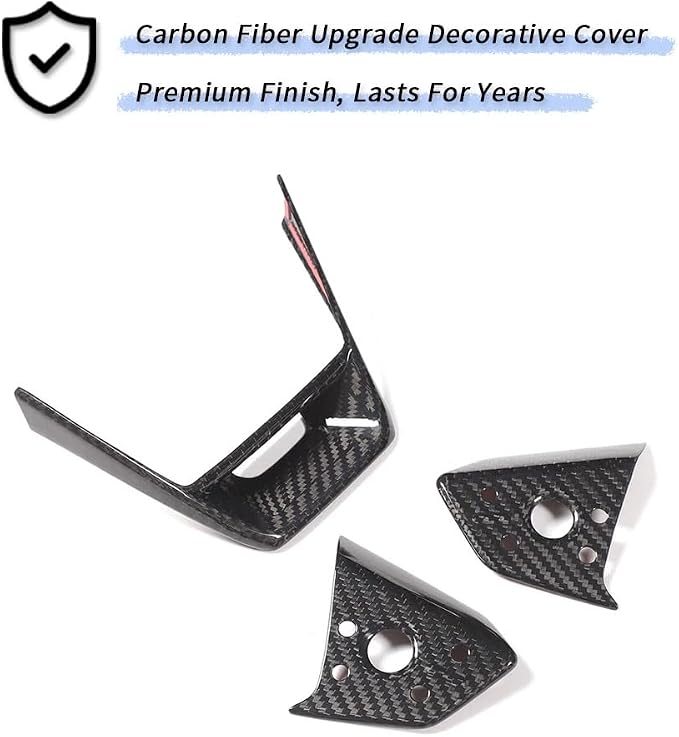 for Tesla Cybertruck 2024-2025 Center Console Button Panel Decorative Protective Cover, Genuine Carbon Fiber Car Interior Accessories, Luxury Carbon Fiber Panel (Black Carbon)