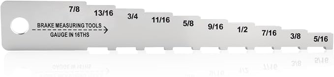 Pocket Tech Gauge 16ths Brake Measuring Gauge, Stainless Steel, Laser Cut and Engraved