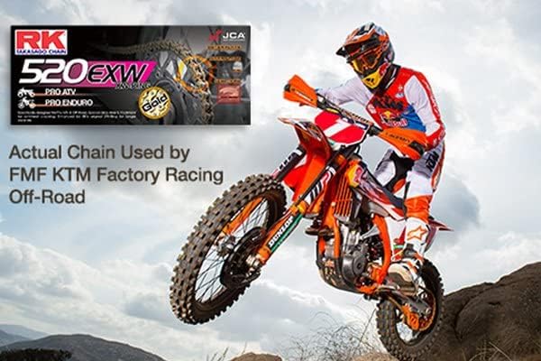 RK Racing Chain 520EXW-104 (520 Series) Steel 104 Link Extreme Performance Off-Road and ATV XW-Ring Chain with Connecting Link