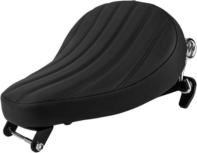 Motorcycle Solo Seat Rider Leather Seat with Spring Bracket Fit for Harley Sportster XL 883 XL1200 2010-2022 (Vertical Line Style)