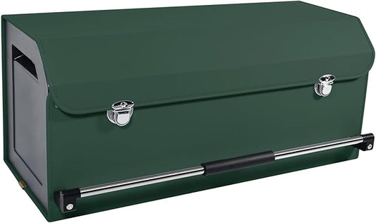 Car Trunk Organizer, Leather Trunk Organizer with Lid and Push-pull Handle Car Trunk Storage Box for SUV, Minivan, Truck, Sedan (Green, 27.1 x 11.4 x 12.2in)