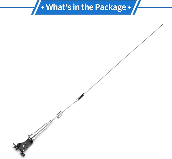 1 Pc Clipped Dummy Antenna 41.7" Aerial for Decoration Only Universal Car Truck Mount Black Silver Tone Rear