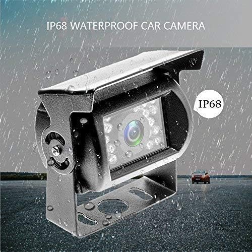 Camecho Vehicle Backup Camera 9 Inch 4 Split Monitor+ 4 Cameras with Front & Rear View Camera 18 IR Night Vision Waterproof Auto Camera with 2x33 ft and 2x65 ft Cables for RV, Trailer, Bus,Trucks