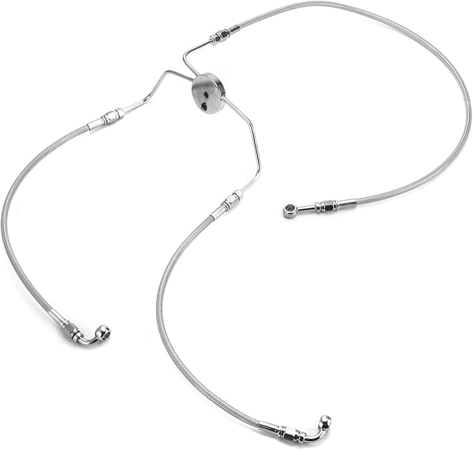 Mofun 51" Upper and Lower Hydraulic Brake Line Non-ABS Compatible with Harley Touring Road Glide Road King 1999-2007, Fit Electra Street Glide 1996-2007, Fit 10"-12" Handlebar, Chrome