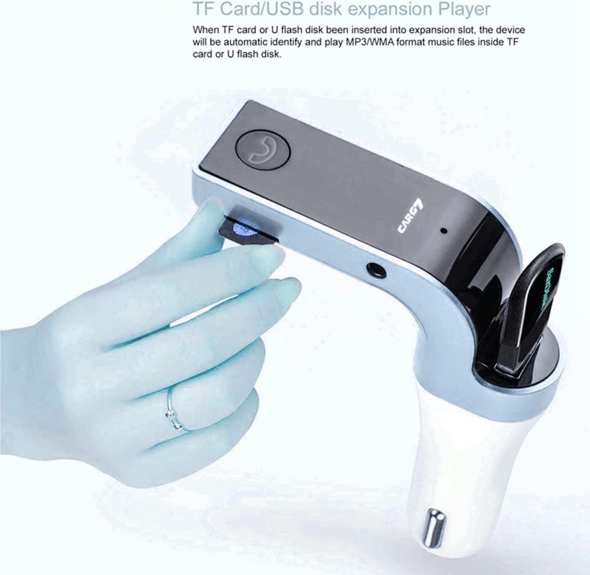 Bluetooth FM Transmitter for car, TIANSHILI Handsfree Bluetooth Receiver Car Kit with Mic/TF Card/USB Drive/AUX Play for iPhone,iPad and Other Android Phones-Silver