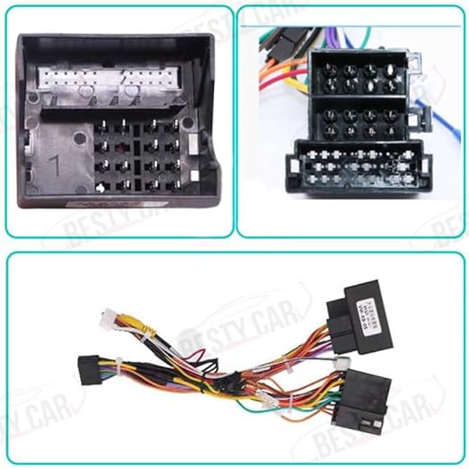 16pin Car Radio Stereo Power Wiring Harness Cable w/Can Bus decoder Compatible for VW Jetta/CC/Polo/Passat/Golf Skoda
