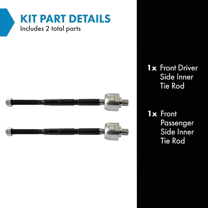 TRQ Front Inner Tie Rod Set 2 Piece Compatible with 2012-2019 Fiat 500