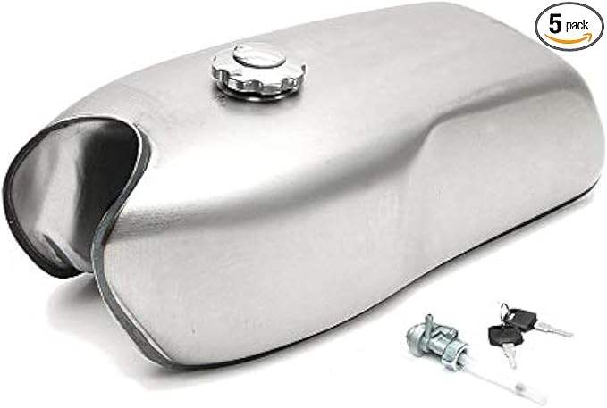 2.4 Gallon (9L) Motorcycle Gas Tank - Unpainted Universal Steel Blank for Cafe Racer, Modification Required, For Honda CB For Yamaha RD For Suzuki GS For BMW (Raw Custom Finish)