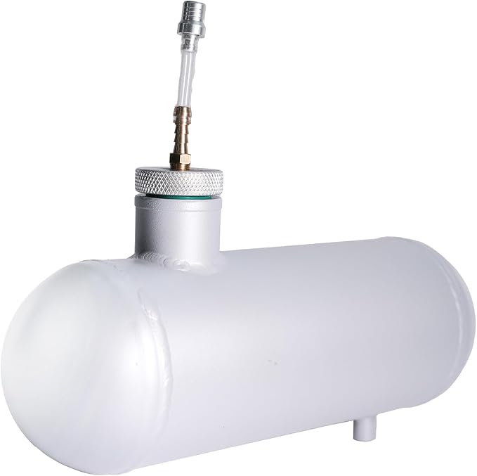 JMCHstore Side Aluminum Mini bike Gas Fuel Tank Cylinder 4x12'' for Coleman Baja Montser Mega moto Predator Hemi non 212 Engine, Massimo Axis RealTree Motovox Mototec Gas Bike, Go Kart Parts (Silver)