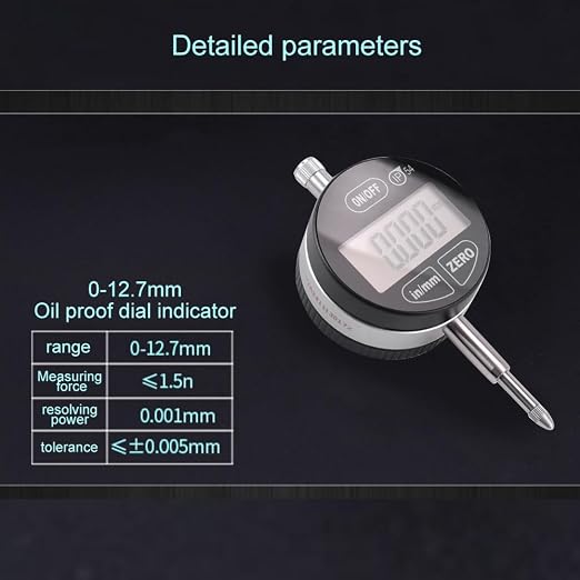 Digital Dial Indicator Digimatic Indicator 0.001mm/0.00005inch 0-12.7mm Test Range, IP54 Waterproof and Dust Proof