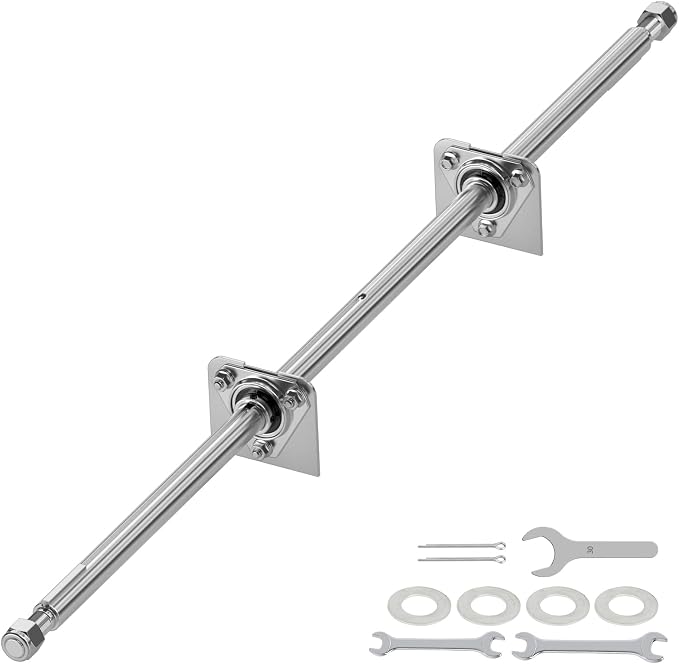 Heavy Duty DIY Steel 44" Go Kart Live Axle Kit 1" Diameter 3/4" Step Down 3/4-16" Fine Thread Ends 1/4" Keyway Replacement for Go Kart Cart ATV Quads Dune Buggies with Rear Axle Bearing Kit