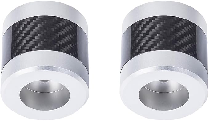Advanblack ProTek Machined Harley Crash Bar Sliders 1.25" Decorative Wheel Rotatable End For Front Engine Guard Rear Saddlebag Guards (Silver CNC w/Carbon Inlay)