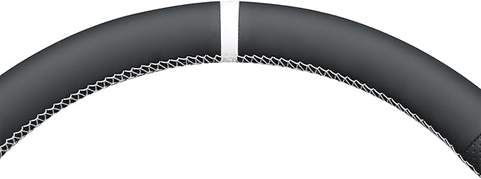 MEWANT DIY Stitched White Leather Steering Wheel Wrap Cover for GMC Sierra 1500 2019-2023 / Sierra 1500 Limited 2022 / Sierra 2500 2020-2024 / Sierra 3500 2020-2024 / Yukon (XL) 2021-2023 Accessories