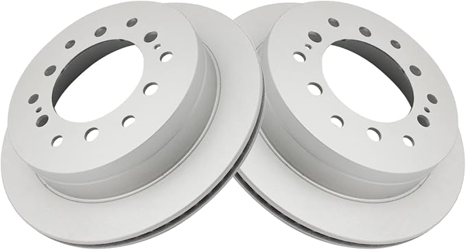 TRQ Rear Brake Rotor Set G Coated Vented Compatible with 2003-2009 Lexus GX470 2003-2009 Toyota 4Runner 2007-2009 FJ Cruiser 2001-2007 Sequoia