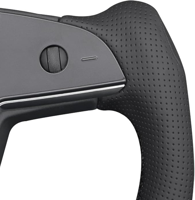 MEWANT Steering Wheel Cover for Yoke Style Steering Wheel for Tesla Model S 2021-2023 / Model X 2021-2023 Made of Black Microfiber Leather