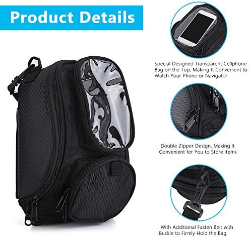 Keenso Motorcycle Bag, Super Strong Magnetic, Universal Oil Fuel Tank Bag for Motorcycle Riders, Motorbike Enthusiasts, Touring, Road, and