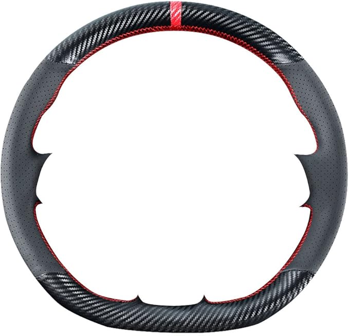 DIY Stitching Carbon Fiber Steering Wheel Cover for Volkswagen VW Golf GTI 7 MK7 Golf R Jetta 2.0T GLI 2015 2016 2017 2018 2019 2020 2021 Black 15 inches Leather Interior Accessories